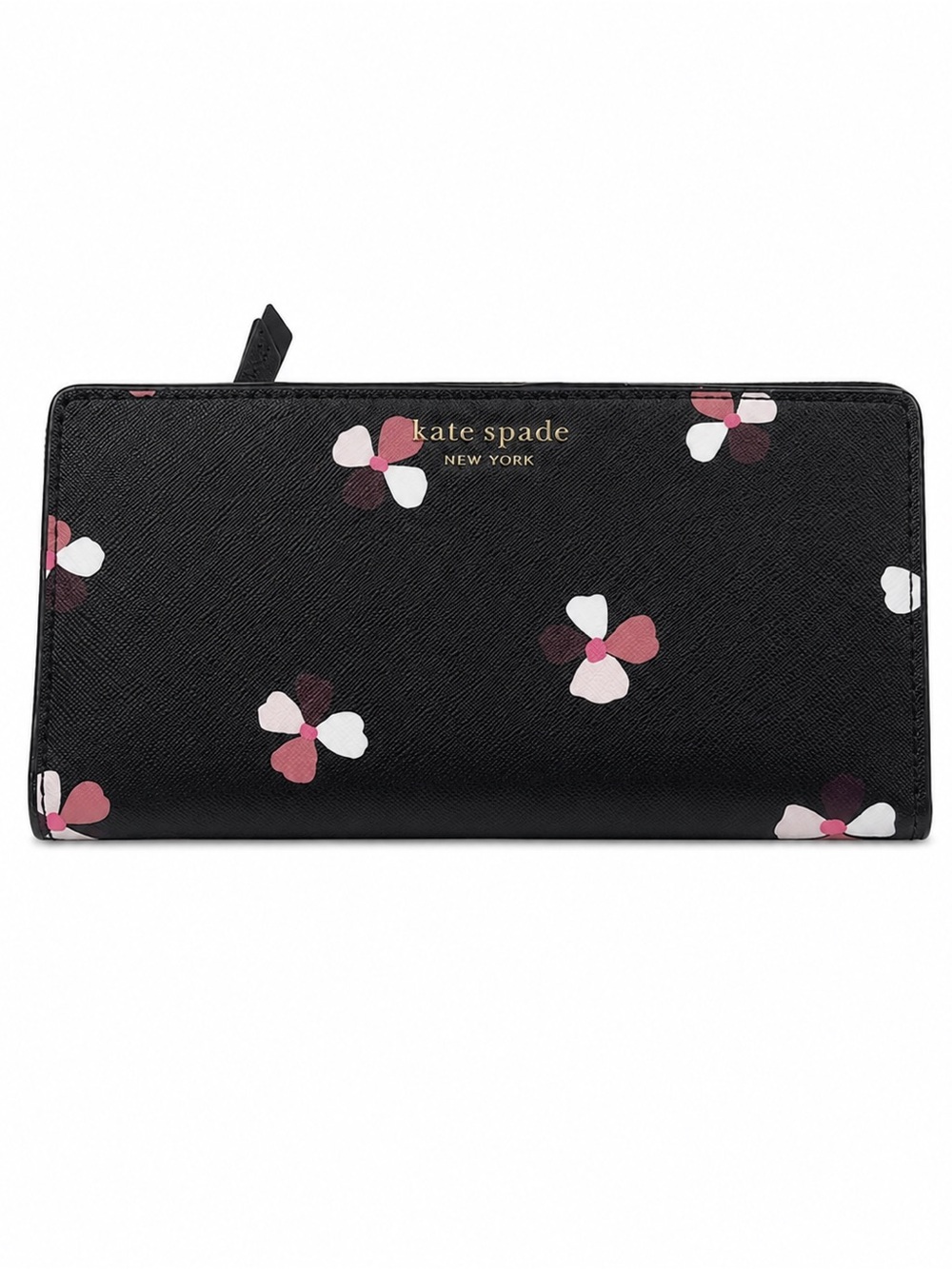 kate spade Black Wallet with Pink and White Floral Print